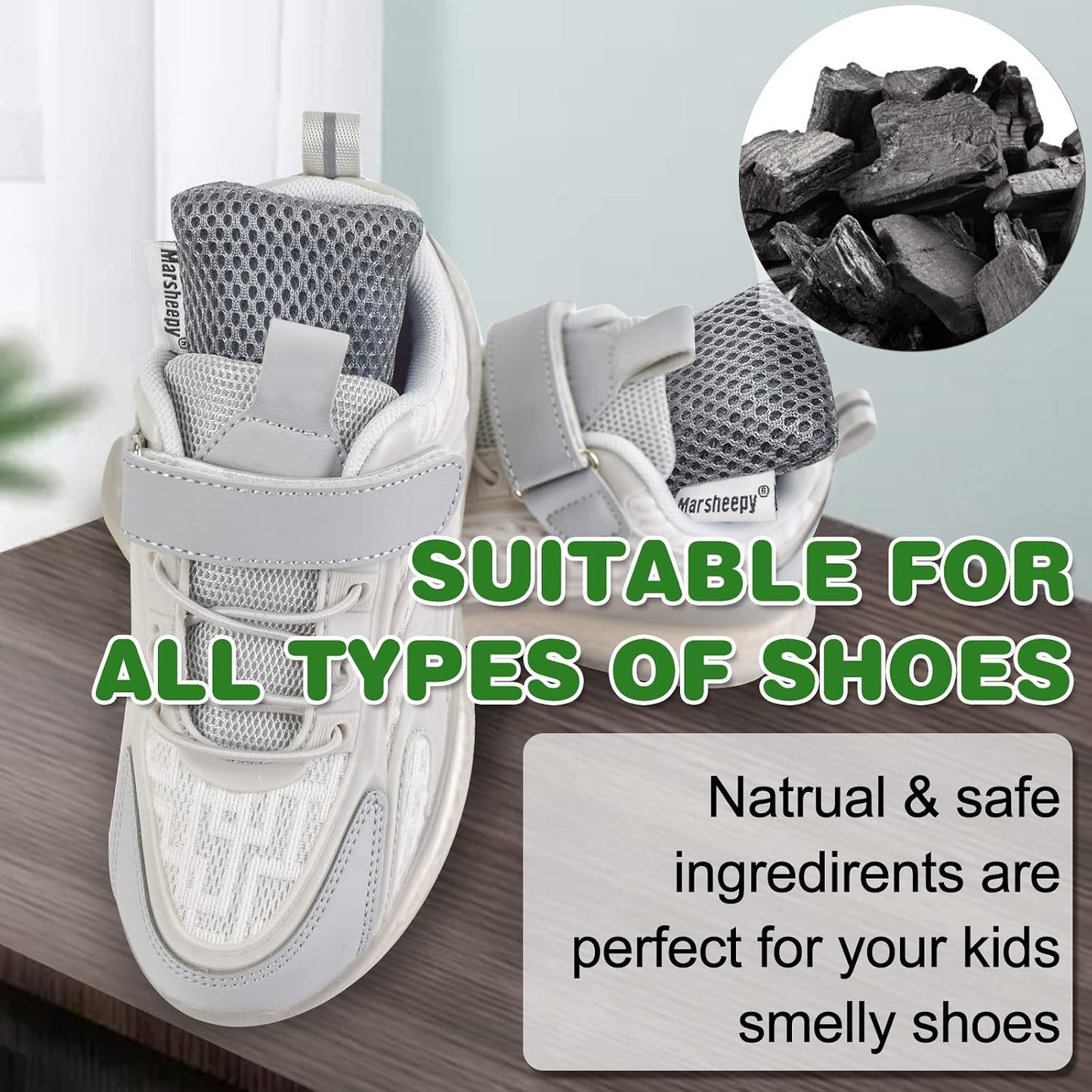 12 Pack Charcoal Shoe Deodorizer Bags inserts, Shoe Odor Eliminator,Drawer Deodorizers, Activated Charcoal Odor Absorber for Gym Bag, Car, Pet, Closet | 100% Natural Shoes Smell Remover，eliminates odor naturally,can be reused up to two years