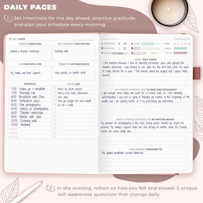 Clever Fox Self-Care Journal for Women, Daily Planner 5.8x8.3 Mystic blue