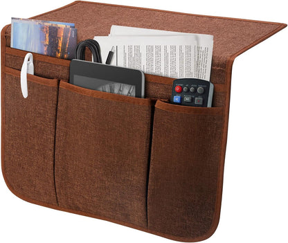 Bedside Caddy Bedside Storage Organizer Magazine Phone Tablet iPad Remote Holder, Organizer Caddy for Home College Dorm Bed, Sofa, Bunk Bed (Grey)