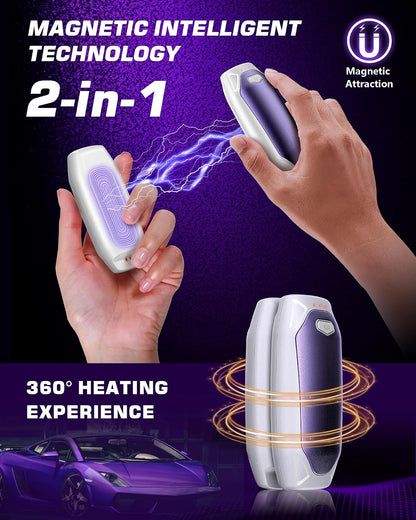 Kesguar Hand Warmers Rechargeable - 2 Pack 14000mAh AI Electric Hand Warmers with Charging Case, Magnetic 2 in 1 Pocket Handwarmers, Portable Heater Gifts for Women/Men/Golf/Camping/Hunting