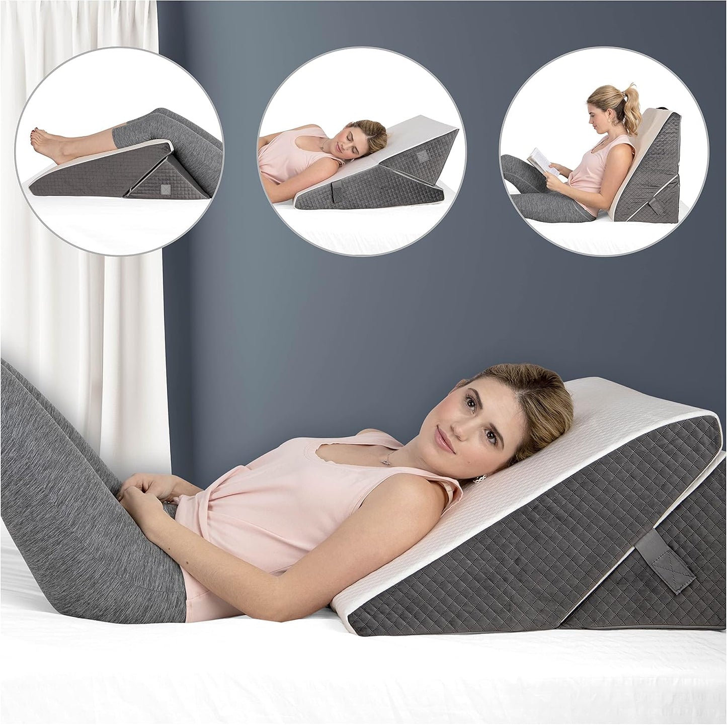 Kolbs Leg Elevation Pillow for After Surgery | Flat Top Bed Wedge Bolster Pillow for Legs | Foot, Knee, Ankle Elevation Post Surgery (Flat Top 7" Height)