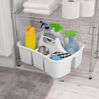 Large 5 Gal Divided Cleaning Caddy with Handle | Divided compartments, portable storage, 17.75 x 13.25 x 7.75 in, ideal for housekeeping, dorm and shower use