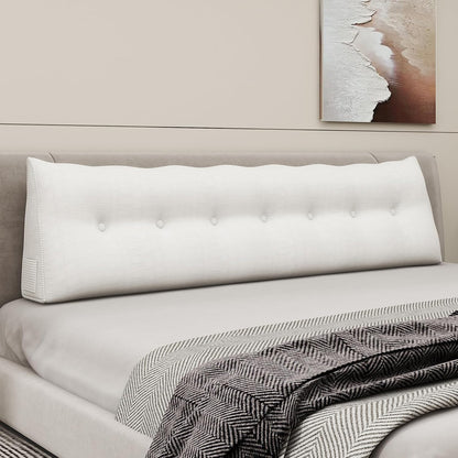 Headboard Wedge Pillows for Sitting Up in Bed Rest Adult，Triangular Upholstered Stuffed Reading Pillow for Sofa Couch Back Cushions Lumbar Body Support Dorm Bedroom（King，Corduroy Gray）