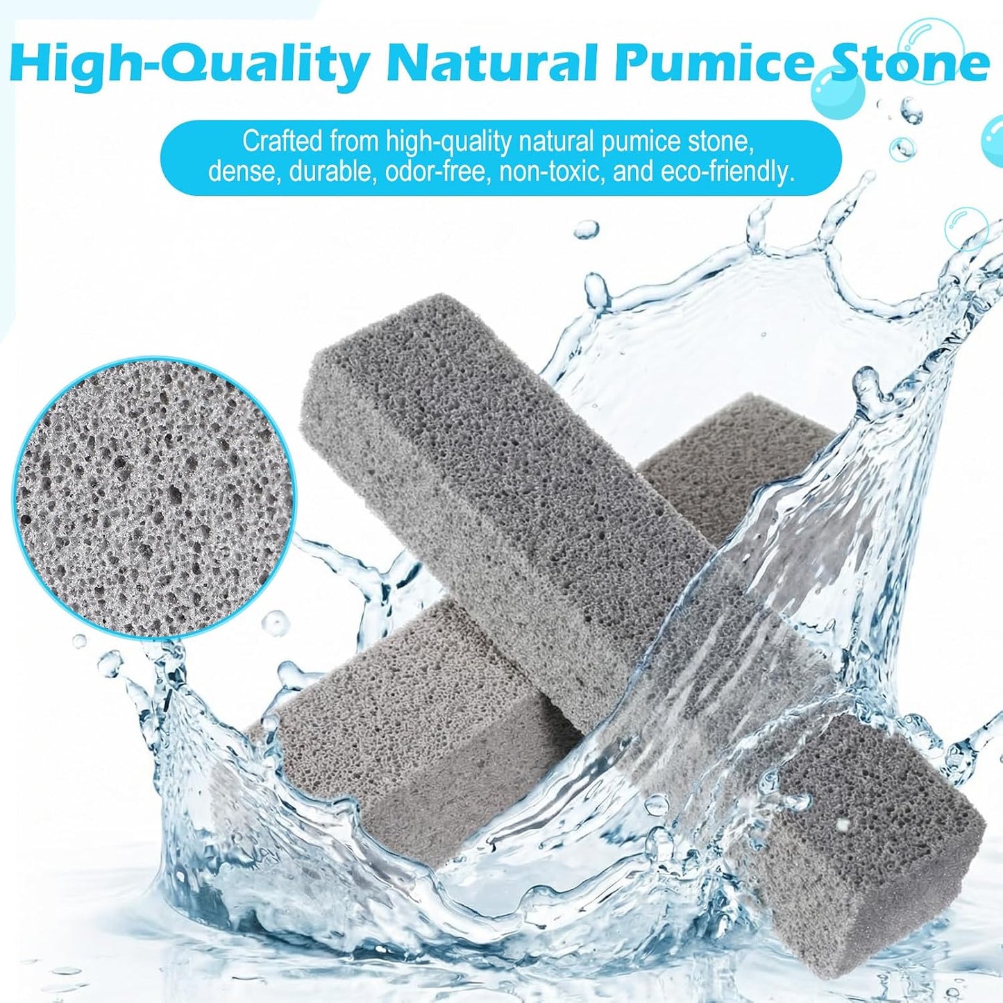 Outus 48 Pack Pumice Stone for Toilet Cleaning with 6 Reusable Handles, Powerful Pumice Cleaning Sticks for Toilets, Tubs, Sinks, Grills and Pool Tiles, Effectively Removes Hard Limescale