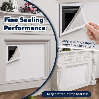 Fireplace Cover,Adjustable Size Fit Up to 39 x 55 Inch with Aluminium Foil Layer,Keep Drafts Out Stop Heat Loss,Draft Stopper Covers for Fireplace Frame Fireplace Screen