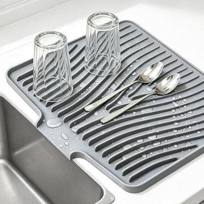 Kitchen Sink Splash Guard Gen2-30" x 6'' Silicone Sink Mat Splash Guard fit for Countertop, Bathroom,Farmhouse,RV by EBIGIC (Grey)