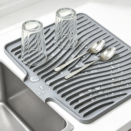 Kitchen Sink Splash Guard Gen2-30" x 6'' Silicone Sink Mat Splash Guard fit for Countertop, Bathroom,Farmhouse,RV by EBIGIC (Grey)