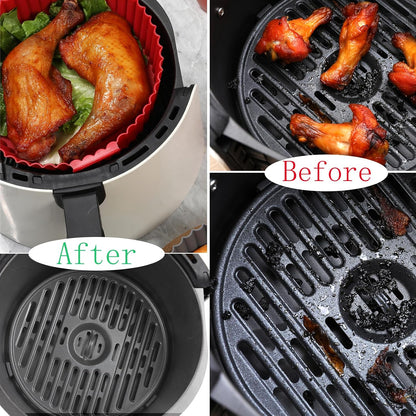 Air Fryer Silicone Liners Pot for 3-5QT 2Pack Reusable Silicone Air Fryer Liners Food Grade Accessories Basket Bowl Baking Replacement of Parchment Liners Round(6.5 Inch)
