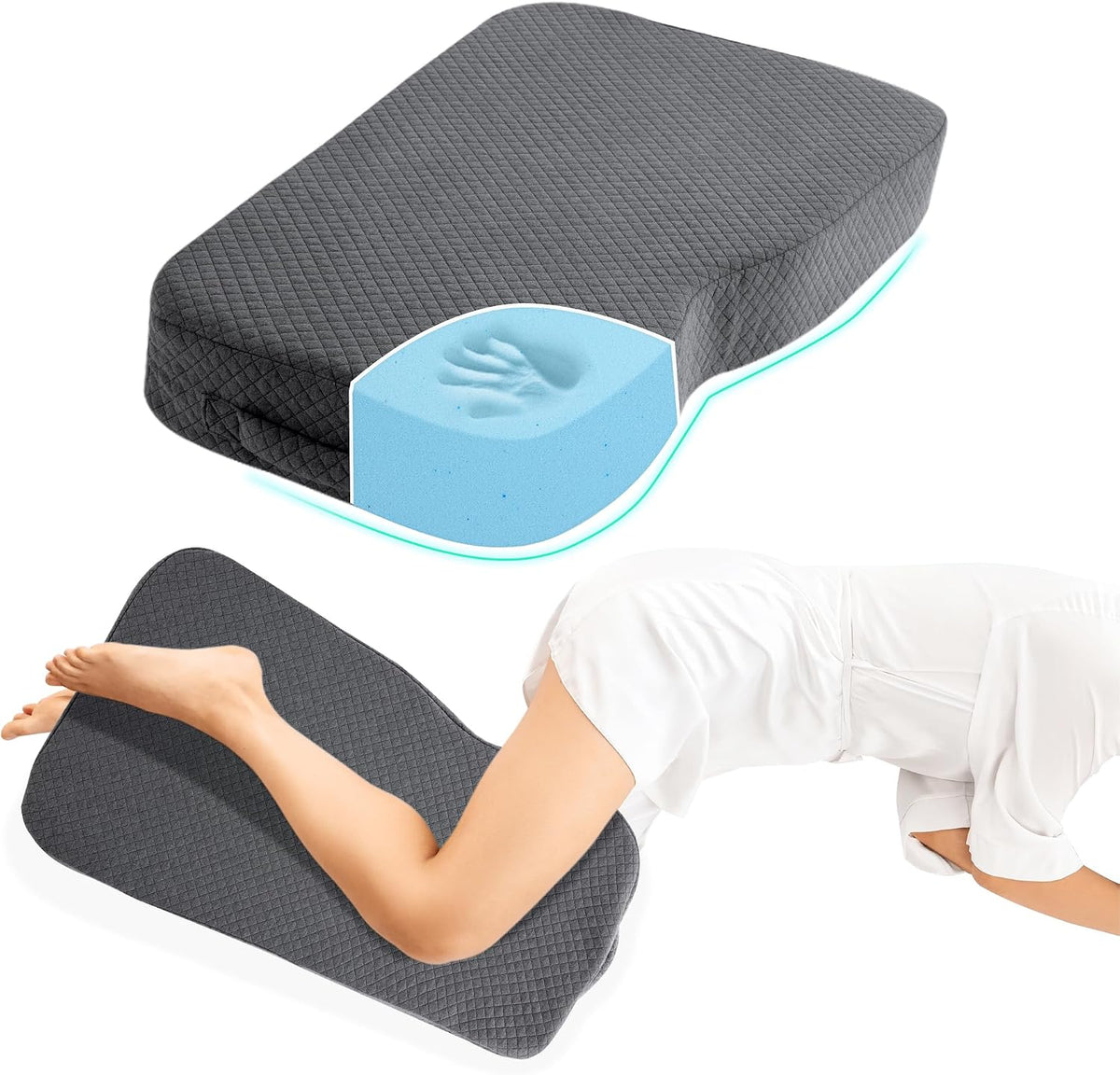 HOMBYS Memory Foam Knee Pillow for Side Sleepers, Leg Pillow for Knee, Separates The Knees for Body Alignment-Between Leg Pillow for Lower Back Pain Relief and Pregnancy Support -(18"x30"x3", White)