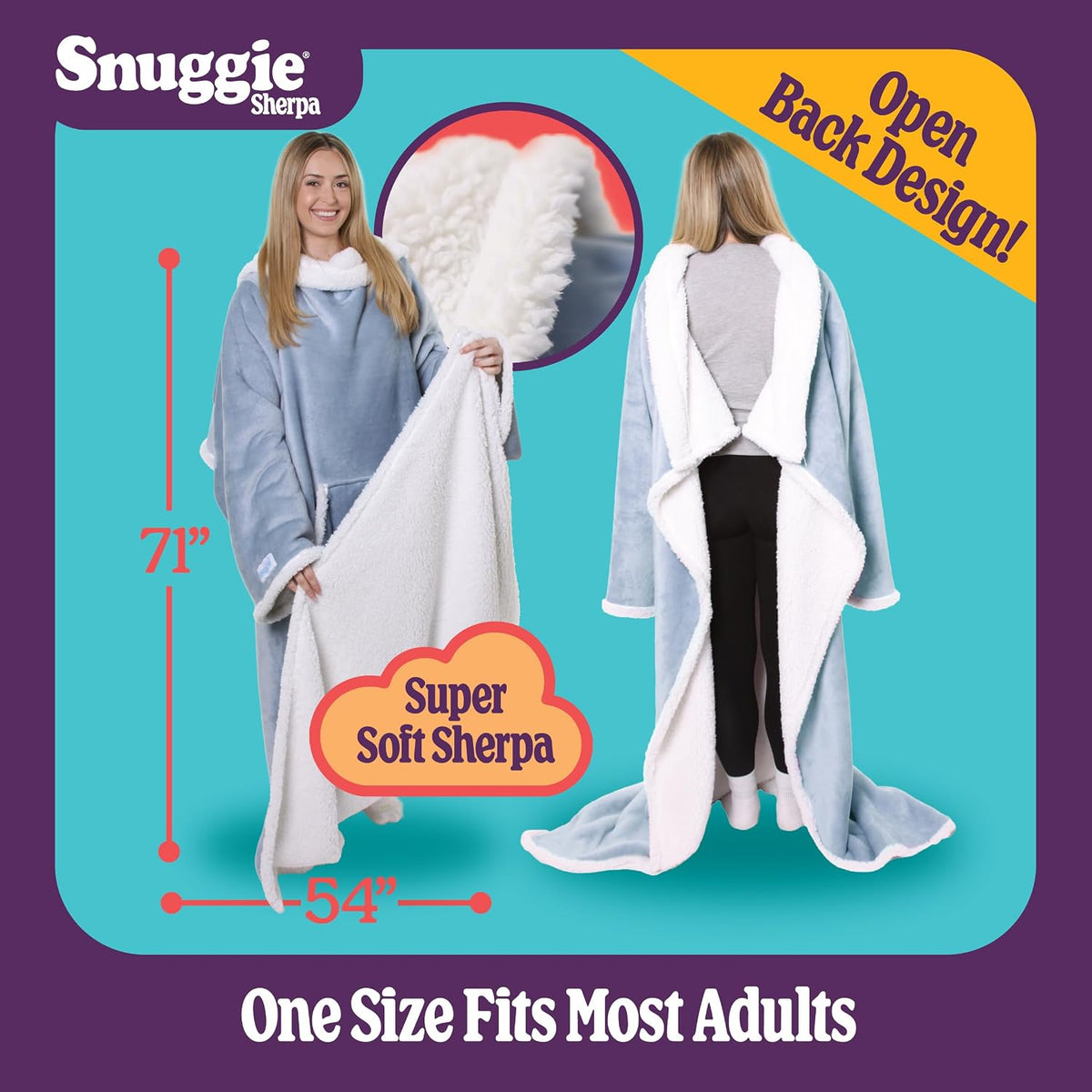 Snuggie The Original Wearable Blanket With Sleeves & Pockets | Cozy Oversized Throw for Adult Men & Women | One Size, 71x54
