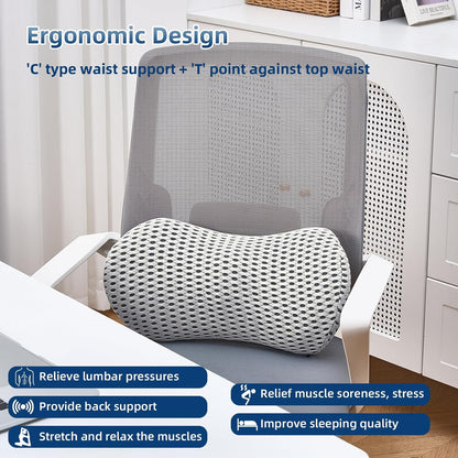 Lumbar Pillow, Memory Foam Lumbar Support Pillow for Office Chair and Car Seat, Ergonomic Streamline Back Pillow for Lower Back Pain Relief, Back Support Pillow for Sitting, Driving, Traveling
