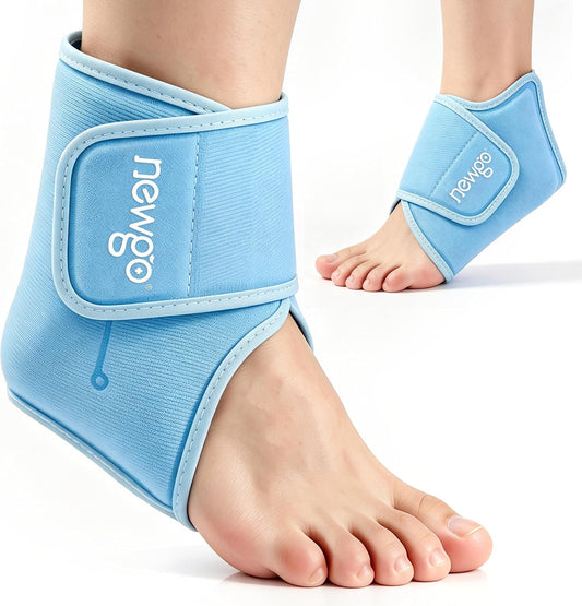 NEWGO Ankle Ice Pack Wrap for Plantar Fasciitis, Swelling & Sprain Relief | Reusable Heel Pain Relief, Stay Cold Longer, Flexible Gel, Leakproof, Easy to Wear, Achilles Tendonitis, Injury Recovery