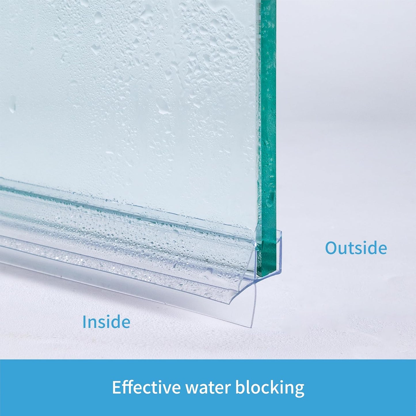 2-Pack ShowerDoor Bottom Seal 3/8" x 36" Polycarbonate Frameless Ultra Clear Shower Door Seal Strip for Glass Doors Stop Leaks and Create a Water Barrier Replacement Shower Cubicle