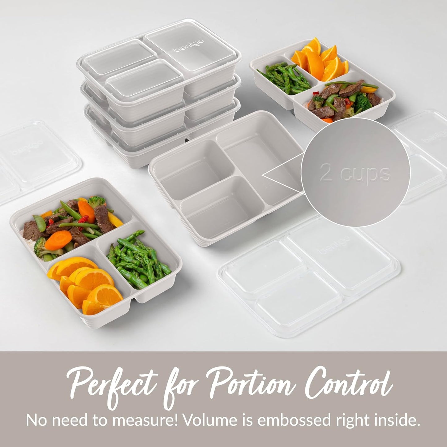 Bentgo Prep 3-Compartment Meal Prep Containers with Lids, 20 Piece Set | 4-Cup Capacity, Portion Control, Stackable, Microwave, Freezer & Dishwasher-Safe, PFAS & BPA-Free (Navy Blue)