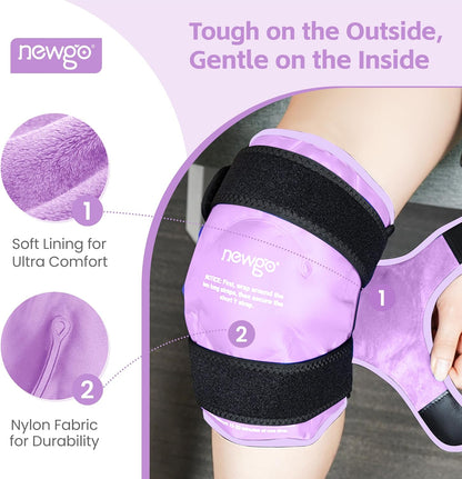 NEWGO Knee Ice Pack Wrap, 360° Full Wrap, Blue | Y-shaped Strap Stays Put, Reusable for Knee Replacement, ACL, Arthritis, Swelling, and Sports Injuries, 21.7" x 9.8"