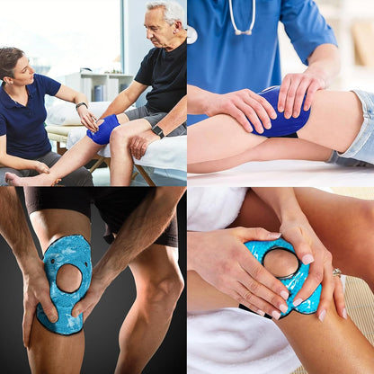 Brookstone Knee Ice Pack Wrap with Silica Beads - Hot & Cold Therapy for Pain Relief - Reusable Ice Packs for Knees for Swelling, Injuries & Post-Surgery Recovery, Ideal Mothers Day Gift, Azure Blue