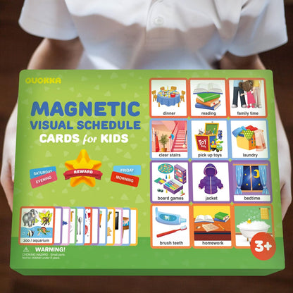 Magnetic Chore Chart for Kids - Reward Behavior Chart for Kids at Home | Dry Erase Morning Routine Schedule Board - Responsibility Star Chart for Toddlers 3-5 - 48 Magnets and 49 Stars