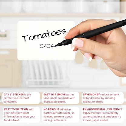 2x3 Dissolvable Food Labels, 1000 Food Container Stickers, Blue | Ideal for Fridge Freezer & Pantry, Organize Prepped Meals & Leftovers Easily, Adheres Well, Dissolves Fast with Zero Residue