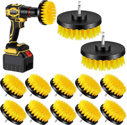 12 Pcs Drill Brush Attachment, 4 Inch Power Scrubber Cleaning Kit Multi Purpose Set Brushes for Kitchen Tile Bathroom Surfaces Tub Grout Shower Auto Car Boat