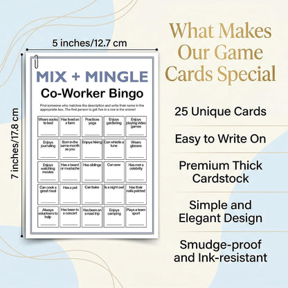 Find Someone Who Bingo Cards, 25 Unique 5x7 Sheets, Get to Know You Activity, Team Building Games for Work, Ice Breakers Games for Office Party-A04
