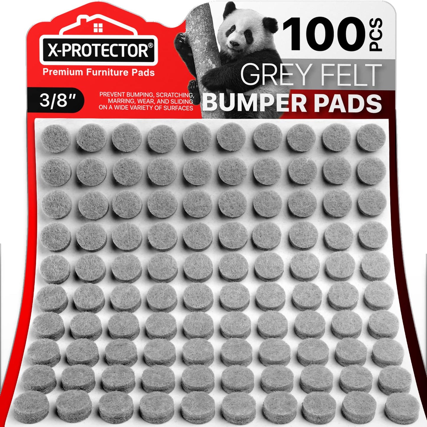 Cabinet Door Bumpers X-Protector 100 PCS – Small Felt Pads 3/8” (Brown) | Ideal Felt Bumpers – Self-Adhesive Thick Felt Dots – Bumper Pads to Protect Glass & Other Surfaces!