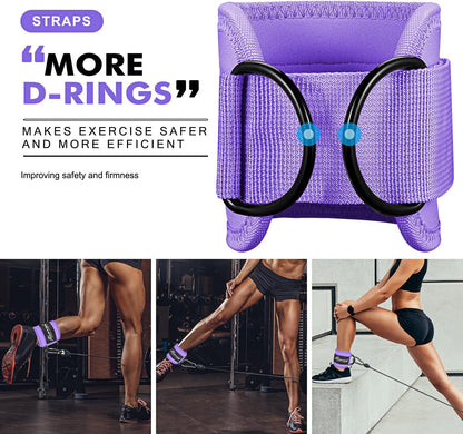 HPYGN Ankle Strap for Cable Machine, Padded Ankle Straps for Cable Machine Kickbacks, Glute Workouts, Leg Extensions, Curls, Booty Hip Abductors Exercise, Adjustable Comfort Ankle Cuff for Gym
