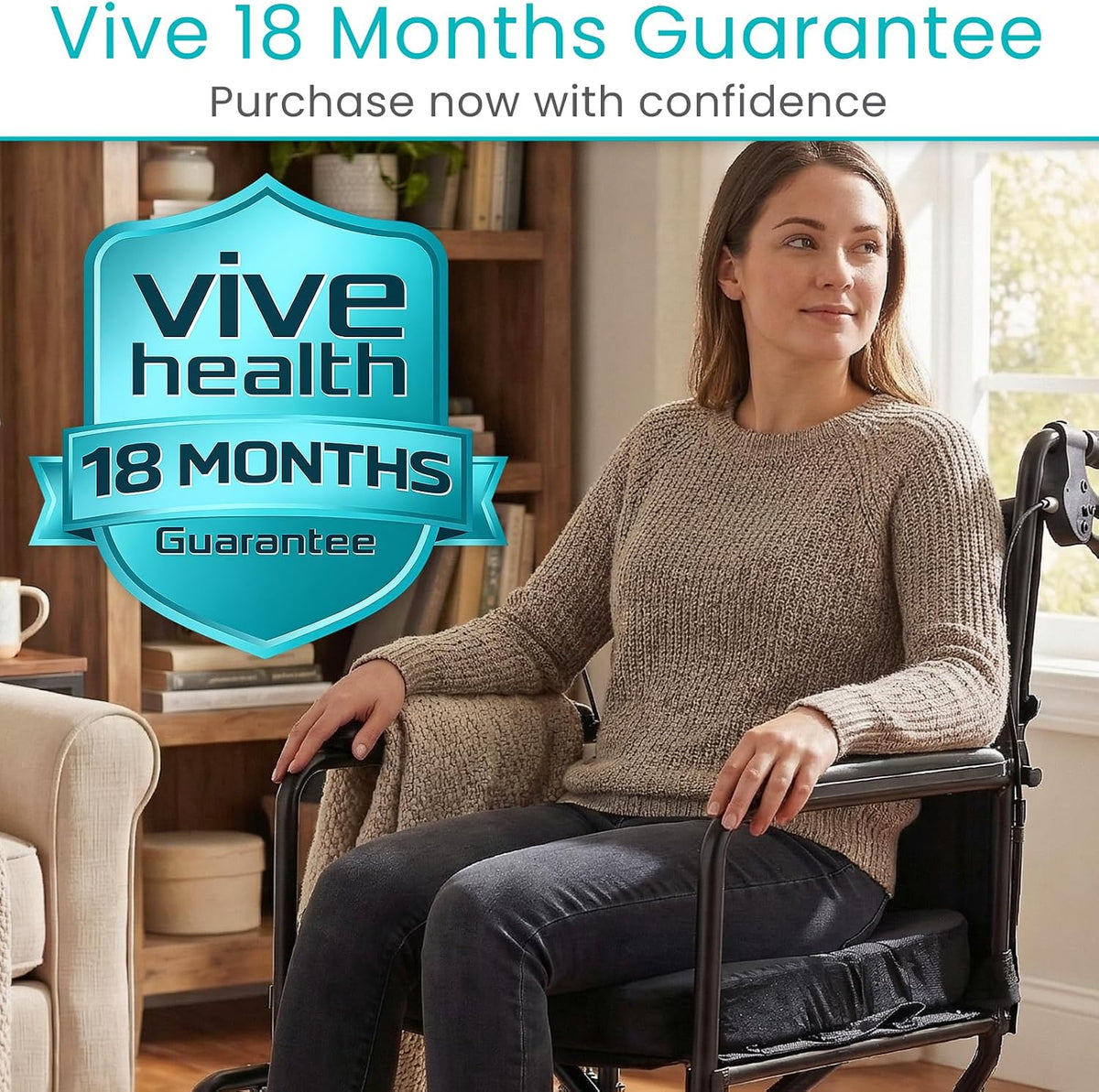 Vive Memory Foam Seat Cushion – Tailbone Pain Relief, Sciatica, Coccyx
