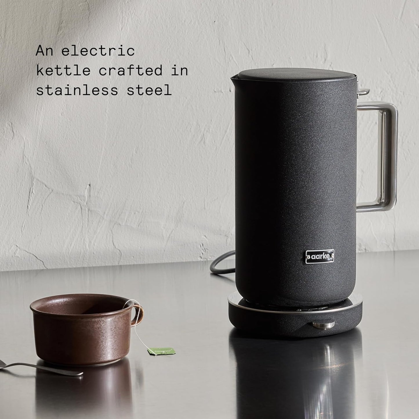 Aarke Kettle - Electric Water Boiler, 1.2L (40oz), Stainless Steel | Temperature Control, Non-Drip Spout, Double-Wall Construction, Dry Boil Protection, Heat-Safe Handle, LED Cool-Down Indicator