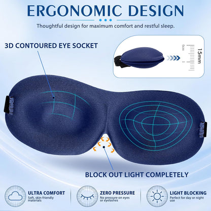 Bonuci 20 Pack Sleep Mask Blackout 3D Eye Mask for Ultralight Sleeping Night Blindfold Eye Covers with Adjustable Strap for Men Women Travel Gift Back and Side Sleeper (Dark Purple)