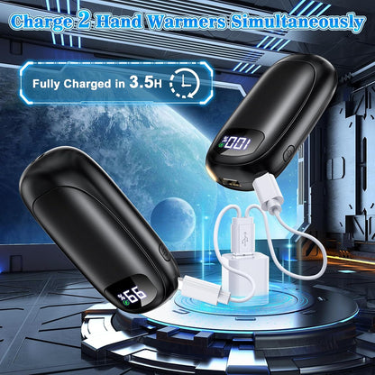 Hand Warmers Rechargeable, Electric Dual-Sided Heating with LED Display & Flashlight, Max 127℉, 13Hrs Long Lasting Pocket Heater for Raynauds, Golf, Hunting, Camping, Birthday Gifts for Men Women