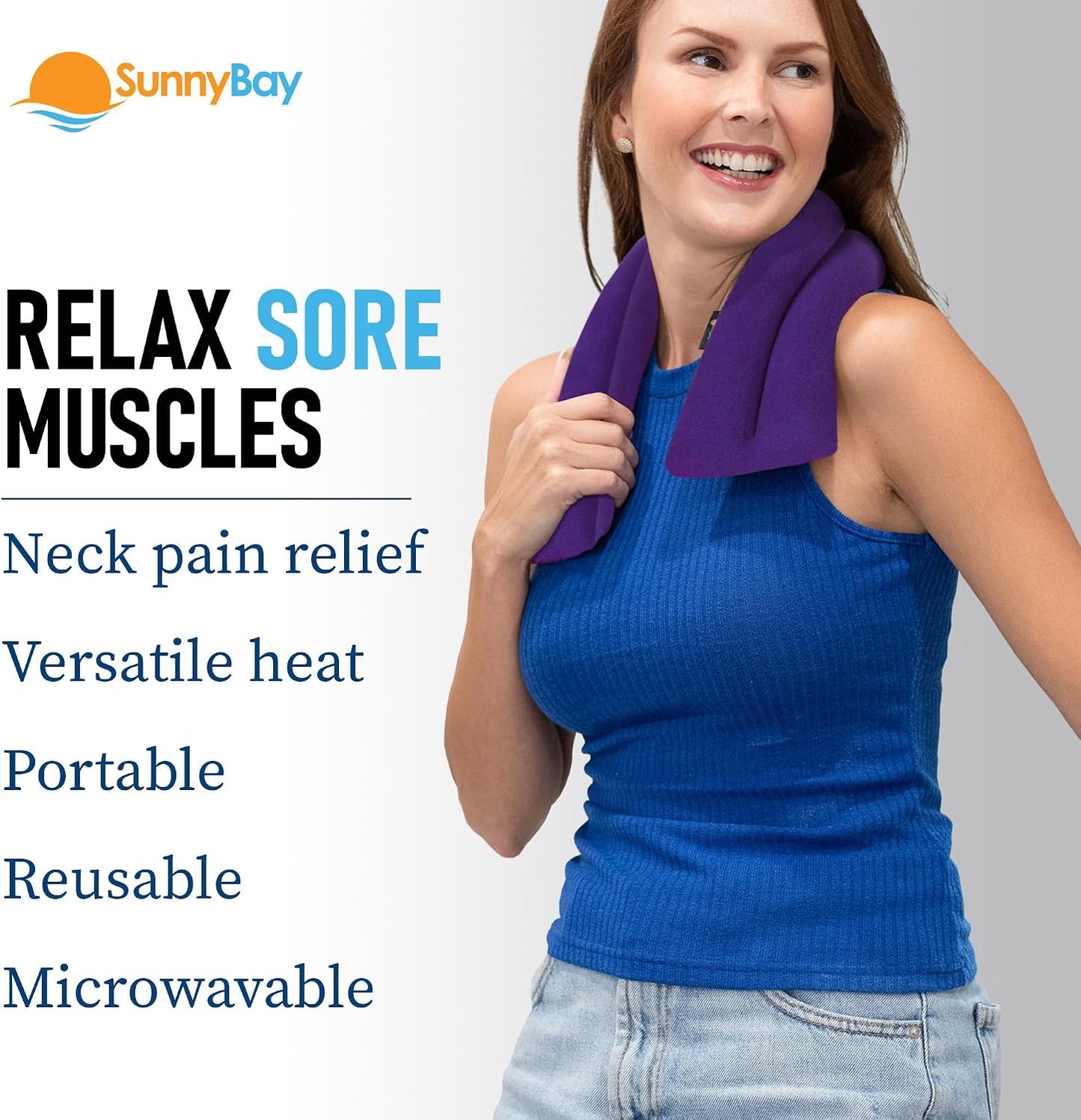 SunnyBay Microwavable Heating Pad for Neck and Shoulder, Heated Neck Wrap, Microwave Heat Pad, Weighted Beanbag Moist Hot or Cold Compress, 2.2 lbs, 26x4 Inches, Buffalo