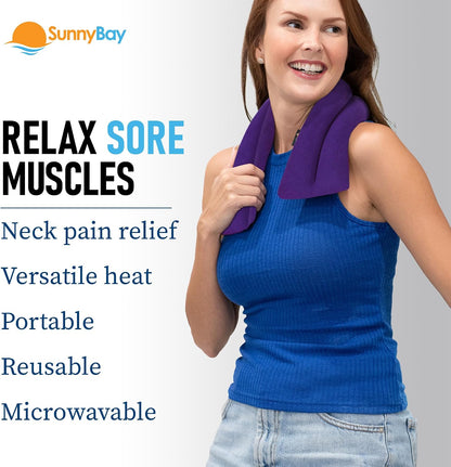 SunnyBay Microwavable Heating Pad for Neck and Shoulder, Heated Neck Wrap, Microwave Heat Pad, Weighted Beanbag Moist Hot or Cold Compress, 2.2 lbs, 26x4 Inches, Buffalo