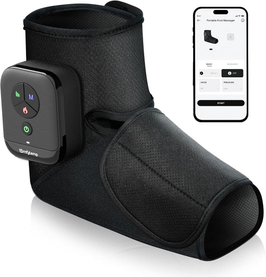 Comfytemp Portable Air Compression Foot Massager with Heat (Fit Size 6-10) | FSA Eligible HSA, Cordless Ankle Massager for Pain Relief, Compression Boots for Plantar Fasciitis, Ideal Gift for Men Women