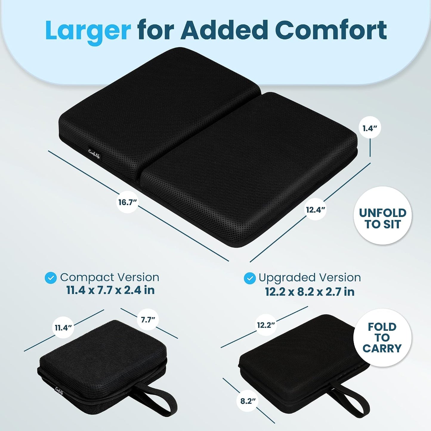 ComfiLife Ergo-Gel Airplane Seat Cushion – Travel Seat Cushion – Compact, Foldable, Portable Comfort