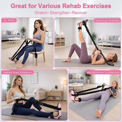 Knee Replacement Recovery Aids, Leg Stretcher Strap Kit | Adjustable Foot Cradle with 0 lb and 5 lb Resistance Bands, Range of Motion Training for Hip and Knee Exercises, Storage Bag