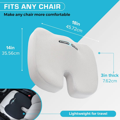 Xtreme Comforts Seat Cushion, Tailbone Relaxer - Coccyx Cushion for Tailbone Pain Desk, Wheelchair & Car Use - Back Support Pillow for Chair