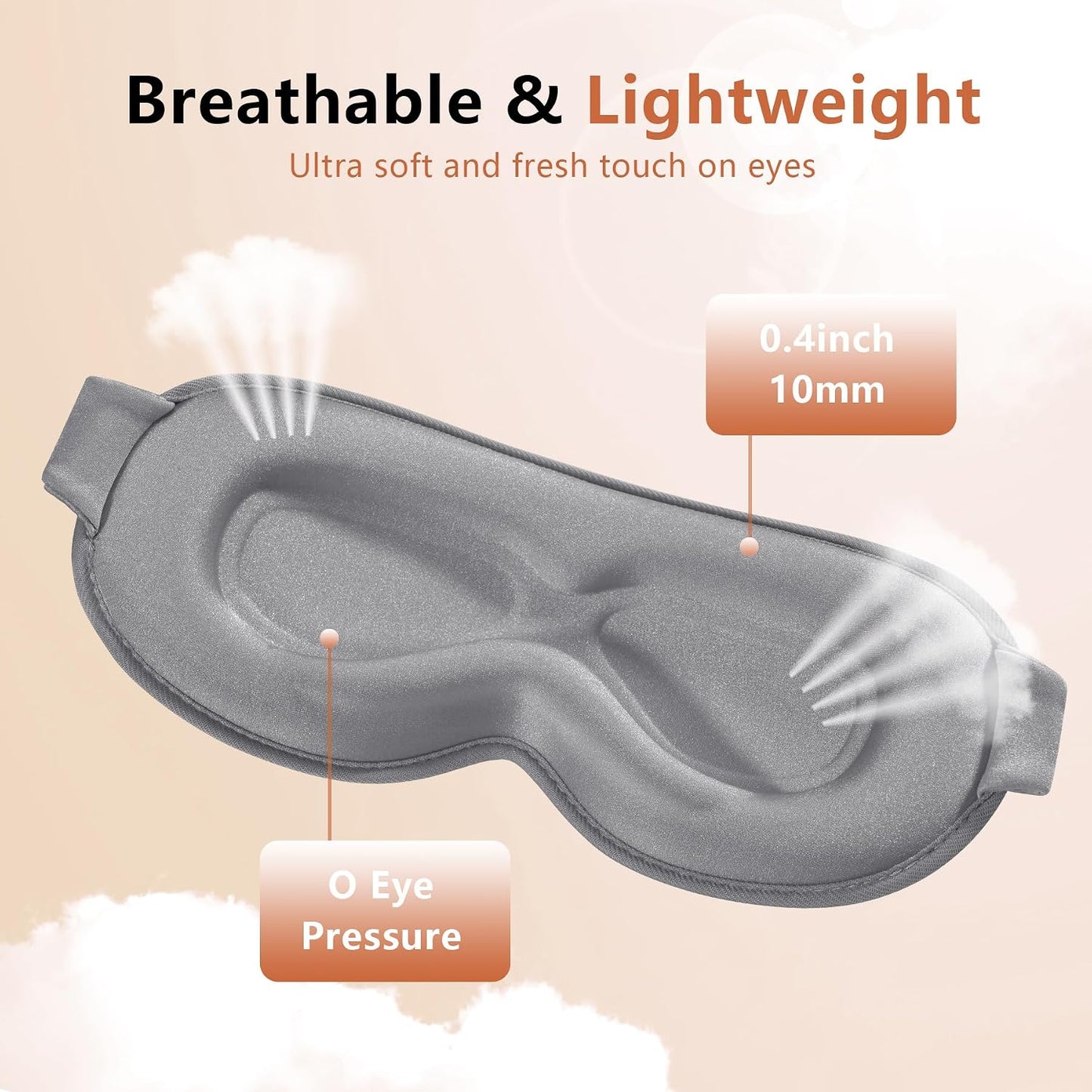 Sleep Mask for Side Sleeper Women Men, Eye Mask for Sleeping Light Blocking, 3D Contoured Cup Sleeping Mask, Soft Breathable Sleep Eye Mask with Adjustable Elastic Strap for Travel (Pastel Blue)