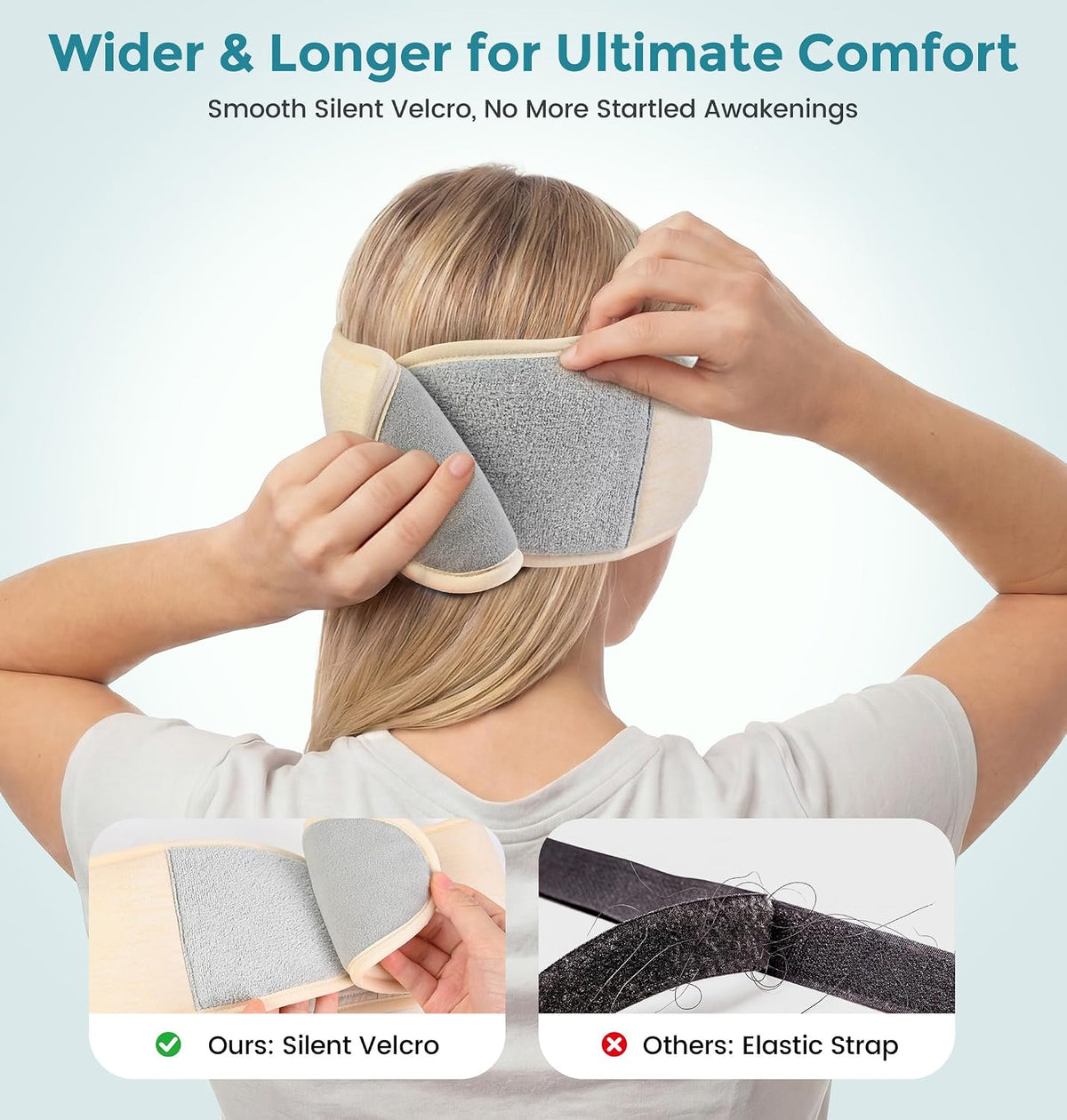 LC-dolida Sleep Masks with Bluetooth Headphones, Soft Seaweed Fiber Cotton Bluetooth Sleep Mask, Total Blackout Fully Wrapped Sleep Mask for Side Sleepers, Travel Meditation Gift, Green