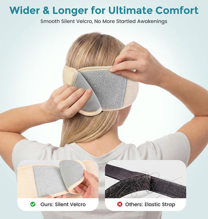 LC-dolida Sleep Masks with Bluetooth Headphones, Soft Seaweed Fiber Cotton Bluetooth Sleep Mask, Total Blackout Fully Wrapped Sleep Mask for Side Sleepers, Travel Meditation Gift, Green