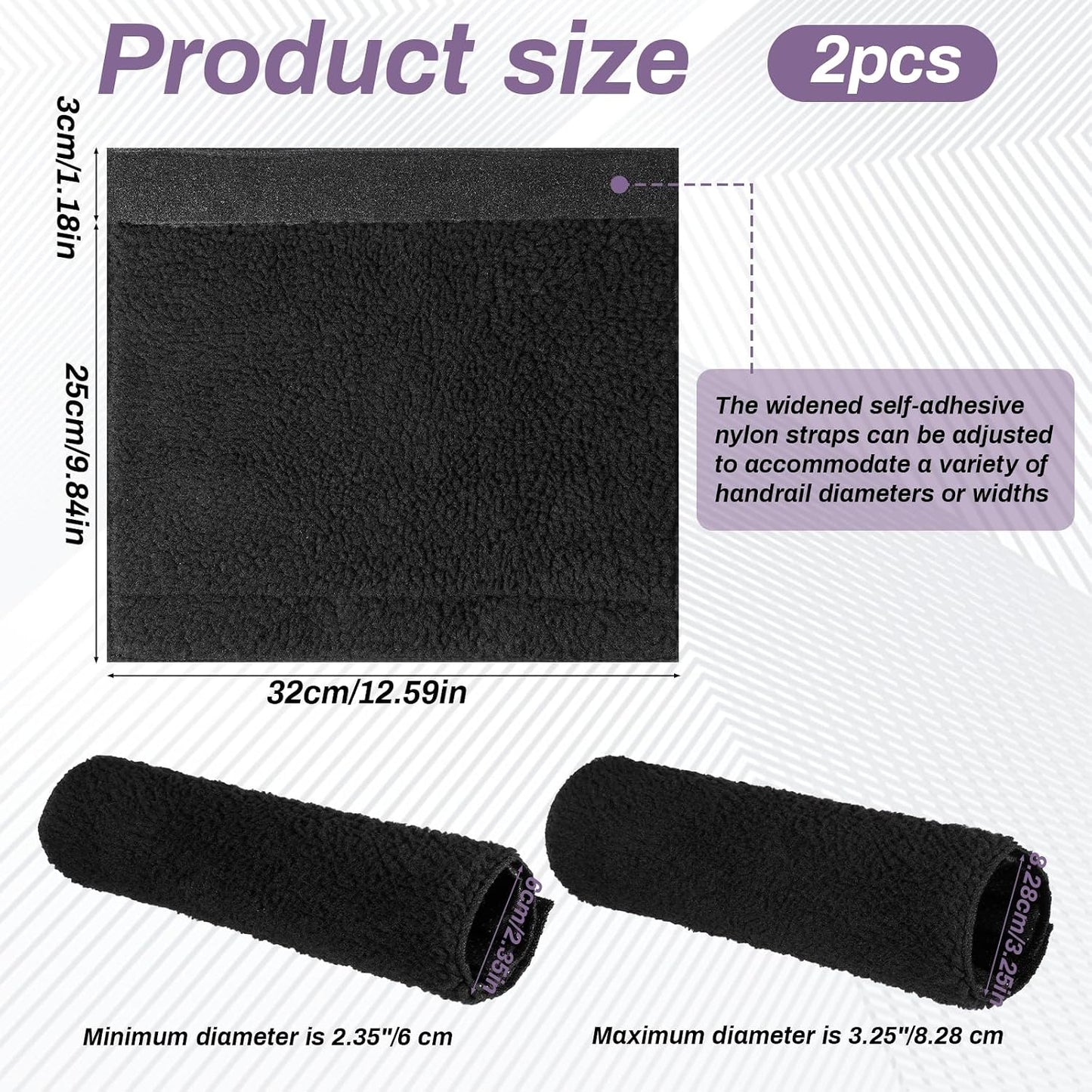 Psyqtsuary 2 Pcs Wheelchair Armrest Pads Covers, Non-Slip Widened Self Adhesive Armrest Strips, Washable Comfortable and Protective for wheelchairs Office Chairs armchairs