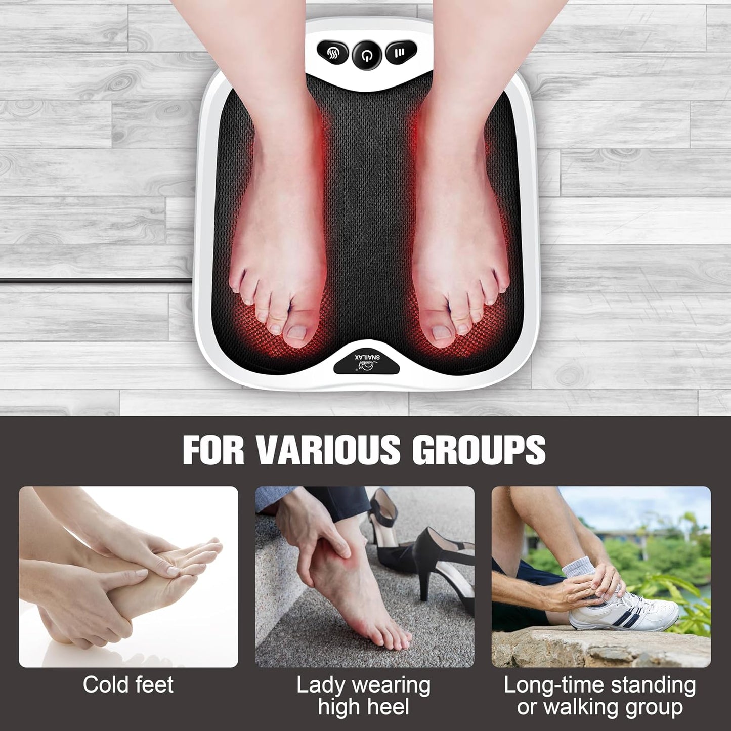 Snailax 2-in-1 Shiatsu Foot and Back Massager with Heat - Kneading Foot Warmer, Electric Feet Massage, Massagers for Back,Leg, Gift for Women Men