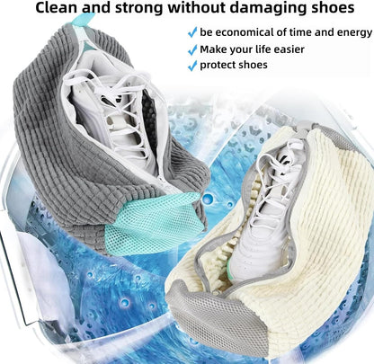 Reusable Shoe Washing Machine Bag & Shoes Laundry Bag for Washer and Dryer, with Self-Locking Zipper, 360° Deep Cleaning, Protects Shoes & Washer – Also Acts as Shoe Dryer Bag for Sneakers (1, grey)