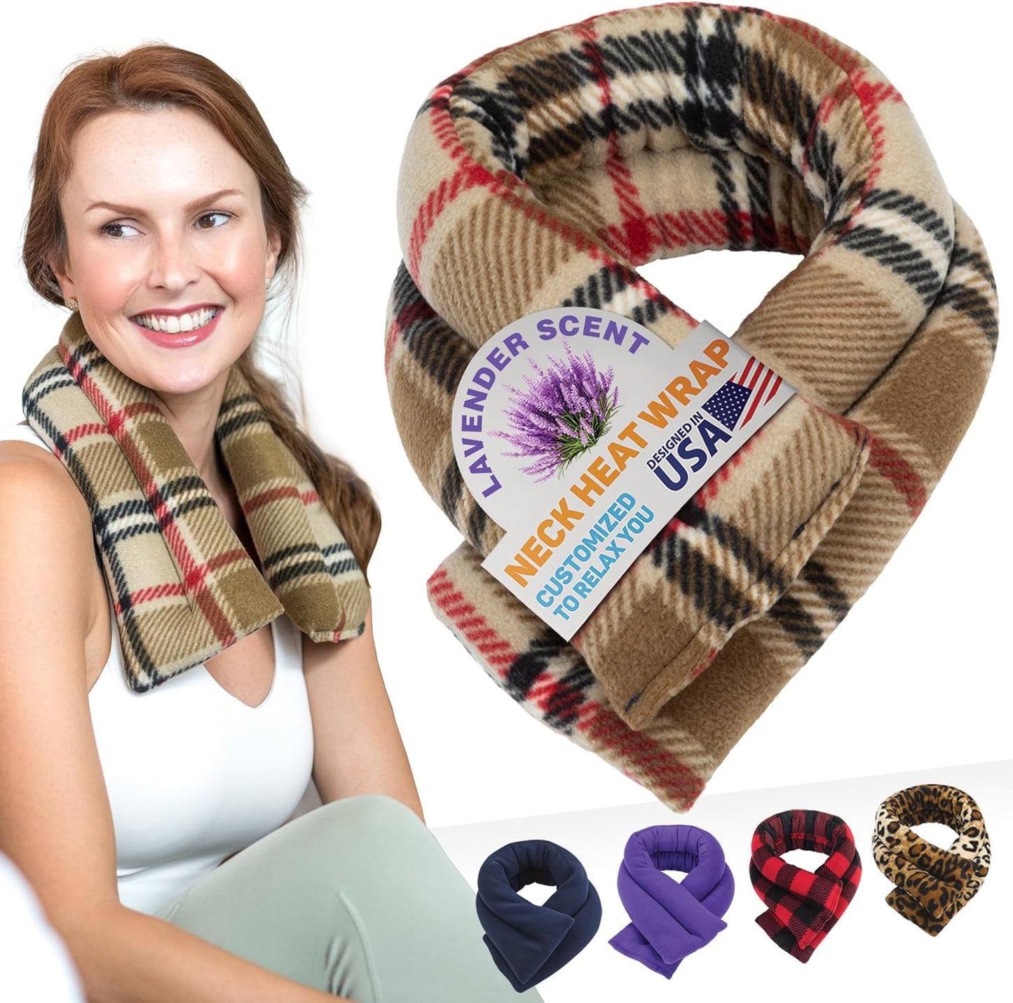 SunnyBay Microwavable Heating Pad for Neck and Shoulder, Heated Neck Wrap, Microwave Heat Pad, Weighted Beanbag Moist Hot or Cold Compress, 2.2 lbs, 26x4 Inches, Buffalo