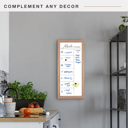 MCS Dry Erase Weekly Meal Planner Black Framed Calander Whiteboard, 11x24 | Dry Erase Weekly Meal Planner Black Framed Calander Whiteboard Frame, 11x24 Inch