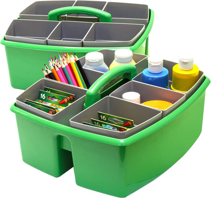 Storex 2-Compartment Large Cleaning Caddy – Multipurpose Supply Organizer with Handle - Black, 1-Pack (00973A06C)