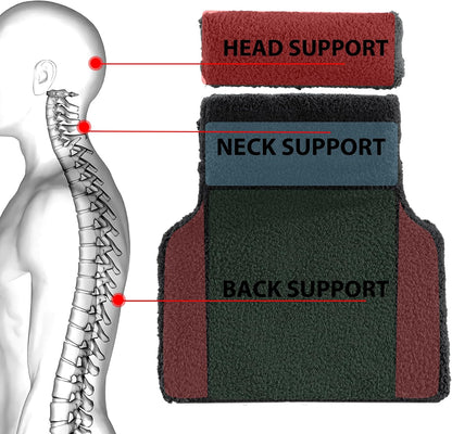 HOMBYS Sherpa Fleece Lumbar Support Pillow with Headrest for Recliner,Memory Foam Recliner Chair Cushion for Back Pain,Big High Back Support for Recliner with Chair Headrest for Elderly (Khaki)