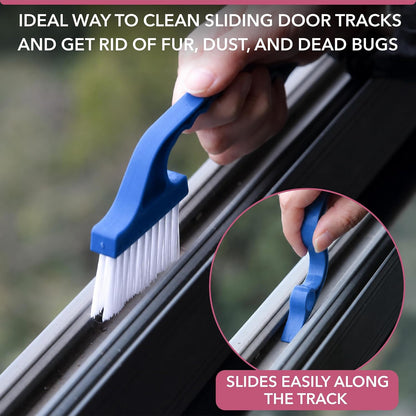 Slick- Window Track Cleaning Brush, 2 Pack, Yellow/Purple Ergonomic Handle, Built-in Scraper, Multipurpose, Window Track Cleaning Tools