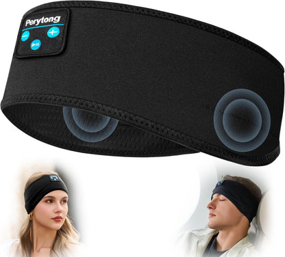 Perytong Sleep Headphones Bluetooth Wireless Sports Headband, Long Playtime Lightweight Headphones Hi-Fi Stereo Ergonomic ASMR Sleep Headphone Cool Gadget Gift for Men Women Black
