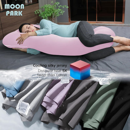 MOON PARK Pregnancy Pillows for Sleeping - 57 Inch U Shaped Full Body Maternity Pillow with Removable Cover - Support for Back, Legs, Belly, Hips - Pregnancy Pillow for Women - Grey