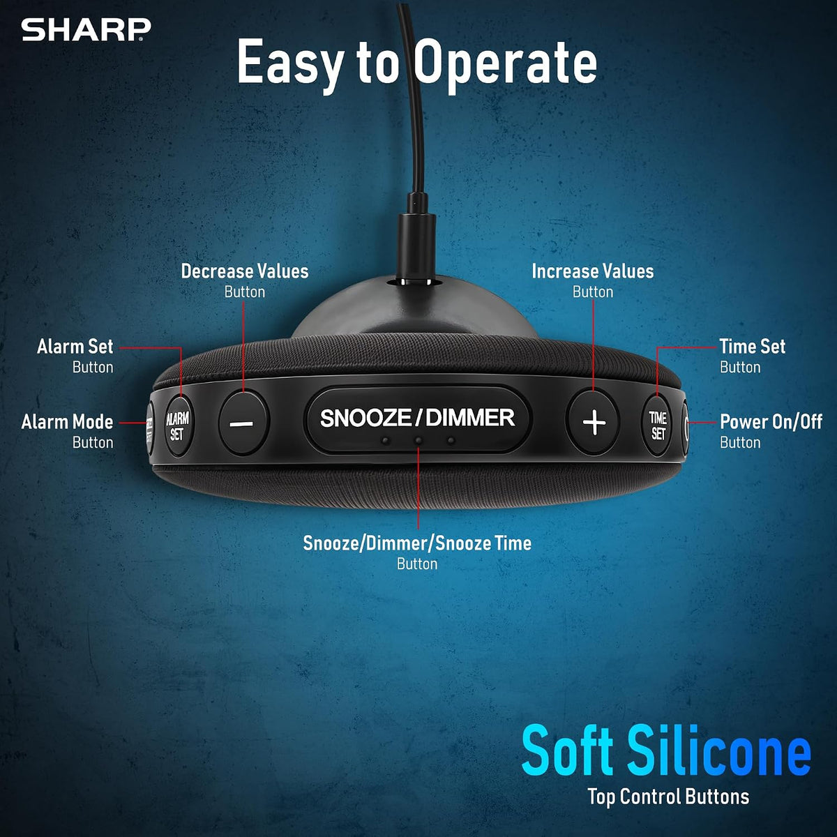 Sharp Vibrating Alarm Clock for Heavy Sleepers with Loud Bed Shaker